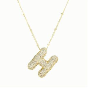 Golden Dainty Bubble Letter 26 A-Z Letter Necklace